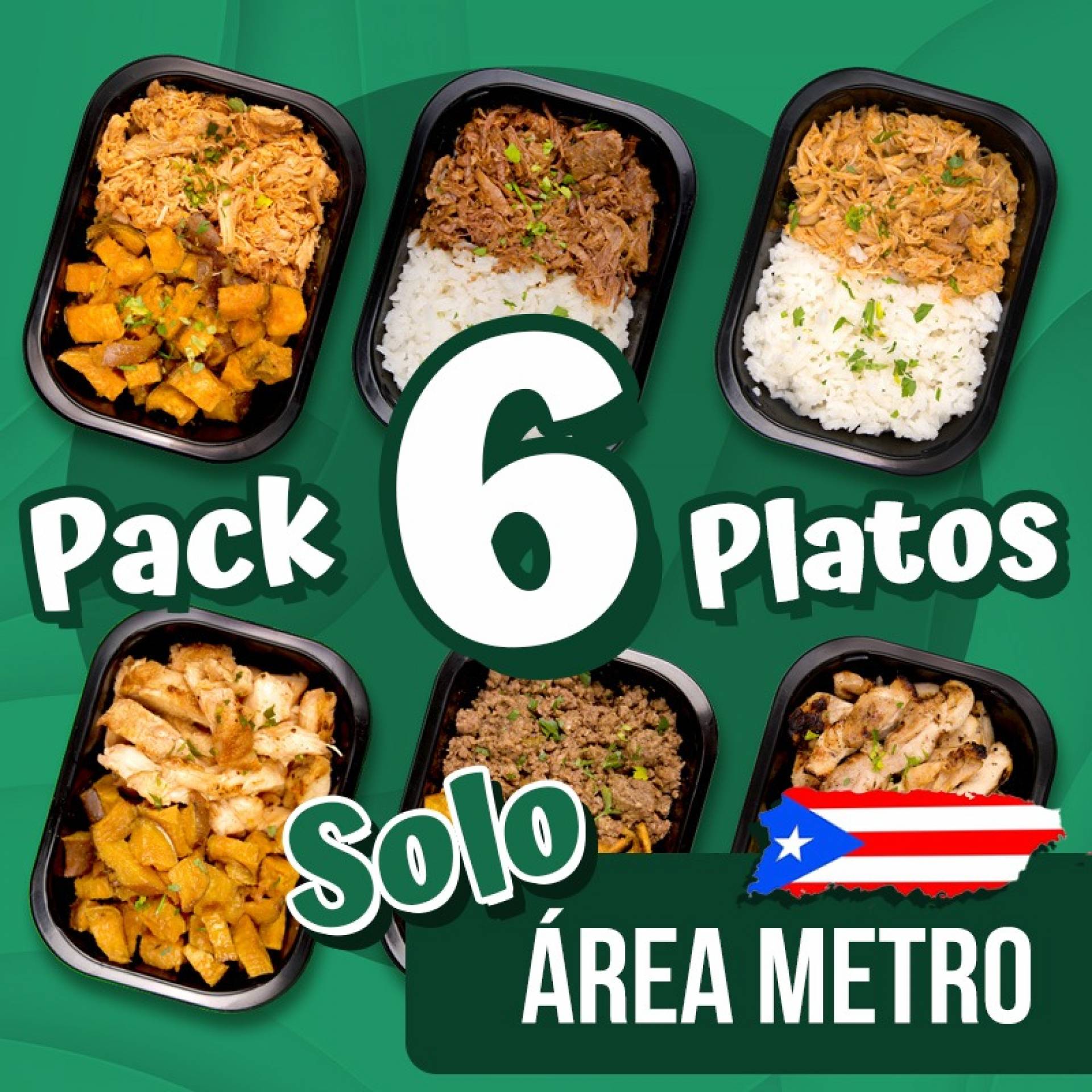 6 Platos Área Metro -  ($10.99 por plato refrigerado)