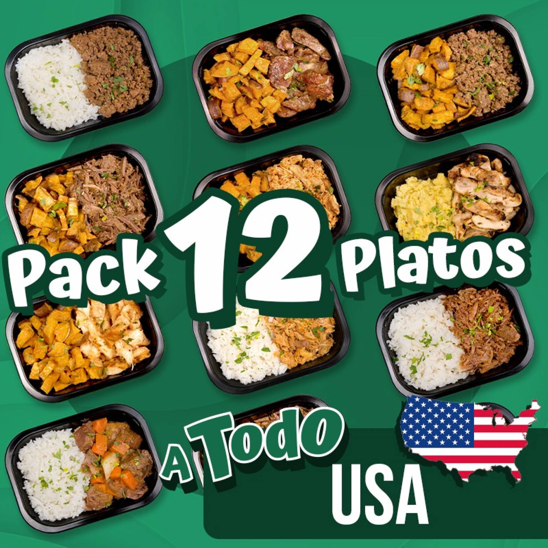 12 Platos USA - ($9.99 por plato refrigerado)